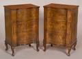 Pair of Italian Fruitwood Inlaid Three Drawer Commodes