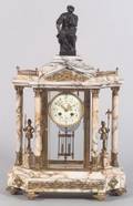 French Marble Brass and Bronzemounted Mantel Clock