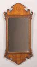 Chippendalestyle Walnut and Composition Scroll Mirror