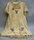 Native American Paiute Beaded and Beaded Applique Hide Short Sleeve Dress