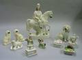 Four Staffordshire Trinket Boxes and Seven Figures