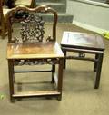 Chinese Carved Hardwood Chair and Stand