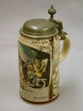 Mettlach PUG Stoneware Lidded Stein