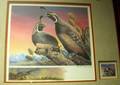 Framed 1981 Keith Warrick Autumn Quail Washington State Upland Bird Permit Stamp Mechanical Print