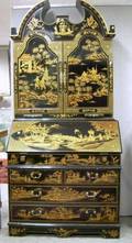 Georgianstyle Lacquered Chinoiserie Decorated Slantlid DeskBookcase
