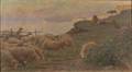 Victor Brugairolles French 18691936 Herder with Sheep and Goats in a Cliffside Pasture