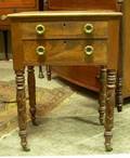 Late Federal Walnut and Mahogany TwoDrawer Work Table