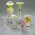 Six Victorian and Victorianstyle Art Glass Vases