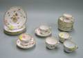 Set of Six Meissen Handpainted Floral Decorated Porcelain Cups and Ten Saucers and Four GermanAustrian Plates