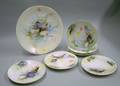 Set of Six Handpainted Sea Life Decorated Porcelain Plates and a Circular Platter