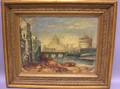 Framed Oil on Canvas Depicting a View From the Tiber to Saint Peters in Rome