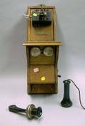 North Electric Company Oak Wall Mounted Magneto Telephone