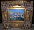 Framed American School Oil on Panel of a Clipper Ship