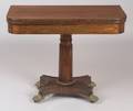 Regency Brass Inlaid and Mounted Rosewood Veneer Pedestalbase Games Table