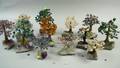 Twelve Hardstone and Wire Ornamental Trees with Geode Bases
