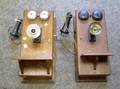 Two Oak Wall Mounted Magneto Telephones
