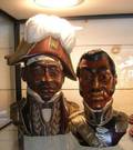 Two Haitian Carved and Painted Wood Busts of Generals JJ Dessalines and Petion