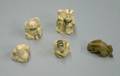 Two Japanese Carved Ivory Netsuke and Three Small Figures