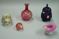 Five Enamel Decorated and Colored Art Glass Table Items