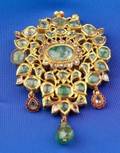 High Karat Gold Gemset and Enamel Pendant India