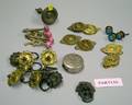 Collection of Giltmetal Drawer Pulls Curtain Tiebacks and Miscellaneous Hardware