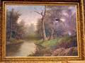 Framed Oil on Canvas American School Landscape of a Woodland River