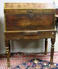 Continental Paint Decorated Dovetailconstructed Wooden Dometop Trunk on Frame