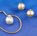 18kt Gold South Sea Pearl and Gemset Earstuds and Pendant