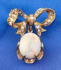 Opal and Diamond Bow Brooch