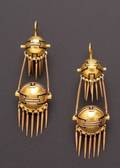 Victorian Bicolor Gold and Enamel Earpendants