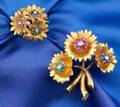 18kt Gold and Gemset Flower Bouquet Brooch and Ring
