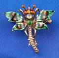 Art Nouveau 14kt Gold Enamel and Gemset Insect Pin