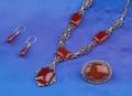 Art Deco Sterling Silver Carnelian and Marcasite Suite