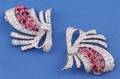 Platinum Ruby and Diamond ClipsBrooch