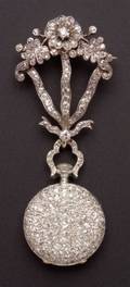 Edwardian Platinum and Diamond Pendant Watch Black Starr  Frost