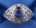 Art Deco Platinum Sapphire and Diamond Ring