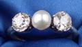 Antique 14kt Gold Pearl and Diamond Ring