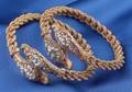 Pair of 18kt Gold and Diamond Snake Bangle Bracelets