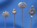 Four Antique 14kt Gold and Gemset Stickpins