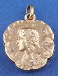 Art Nouveau 14kt Gold and Diamond Locket Carter Howe  Gough