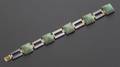 Art Deco 18kt Gold Amazonite and Onyx Bracelet France