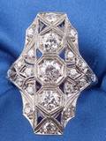 Art Deco Platinum and Diamond ThreeStone Ring