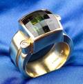 18kt Gold Green Tourmaline and Diamond Ring Mings