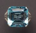 Platinum Aquamarine and Diamond Ring