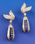18kt Gold Sapphire and Diamond DayNight Earpendants