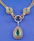 14kt Gold Emerald and Diamond Necklace