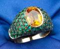 18kt Gold Yellow Sapphire and Tsavorite Garnet Ring