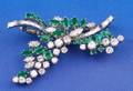 Platinum Emerald and Diamond Brooch