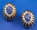 18kt Gold Carved Sapphire and Diamond Earclips Webb