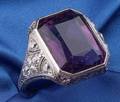 Art Deco Platinum Amethyst and Diamond Ring